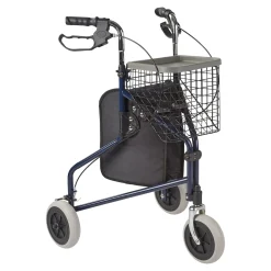 3 Rad Rollator Actimo Delta mit Drahtkorb und Stofftasche, faltbar