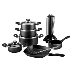 Aluguss-Topfset, 17-teilig schwarz