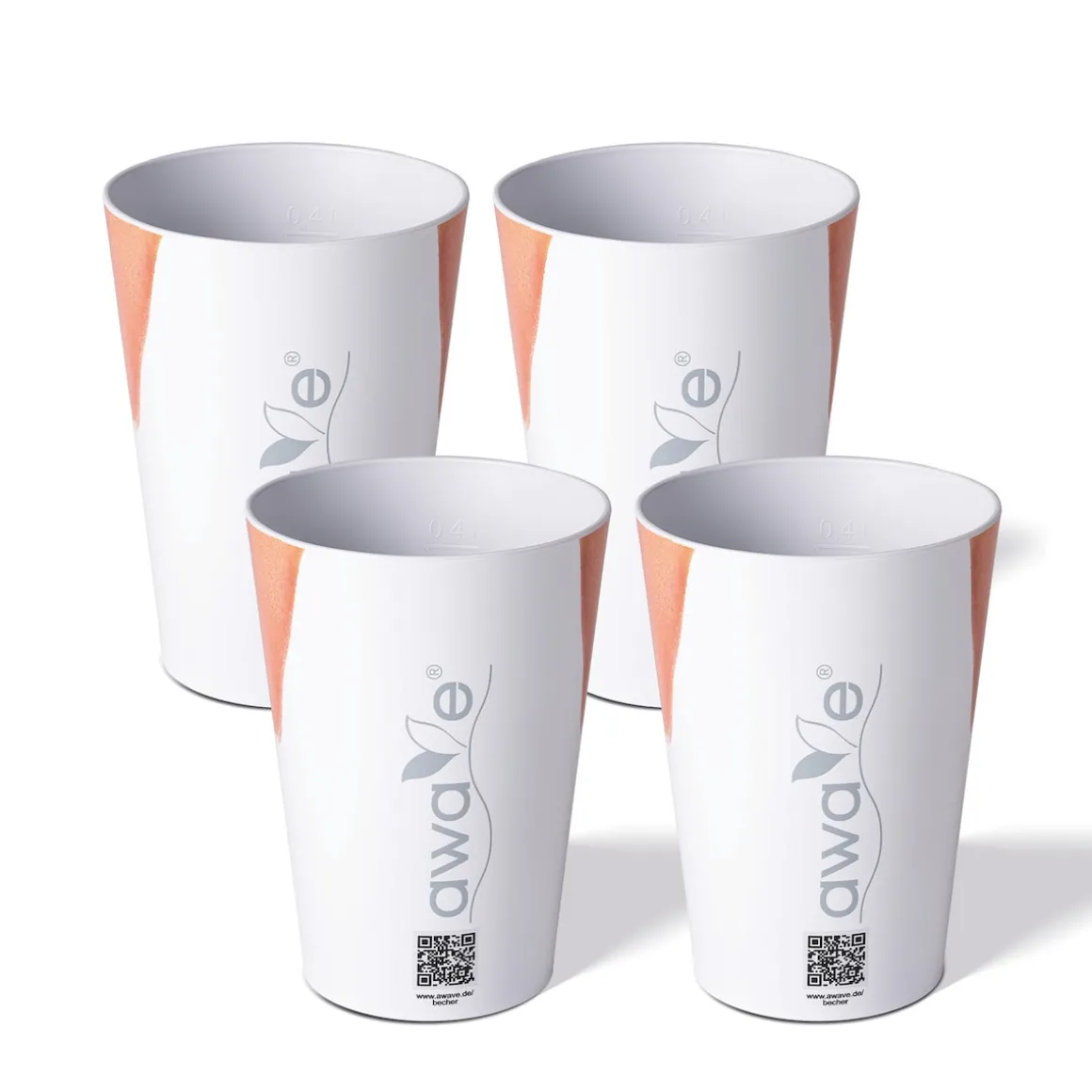 AWAVE Trinkbecher 400 ml rPET Set 4-teilig, mit Eichstrich