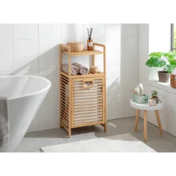 Bambus-Regal mit Wäschesammler