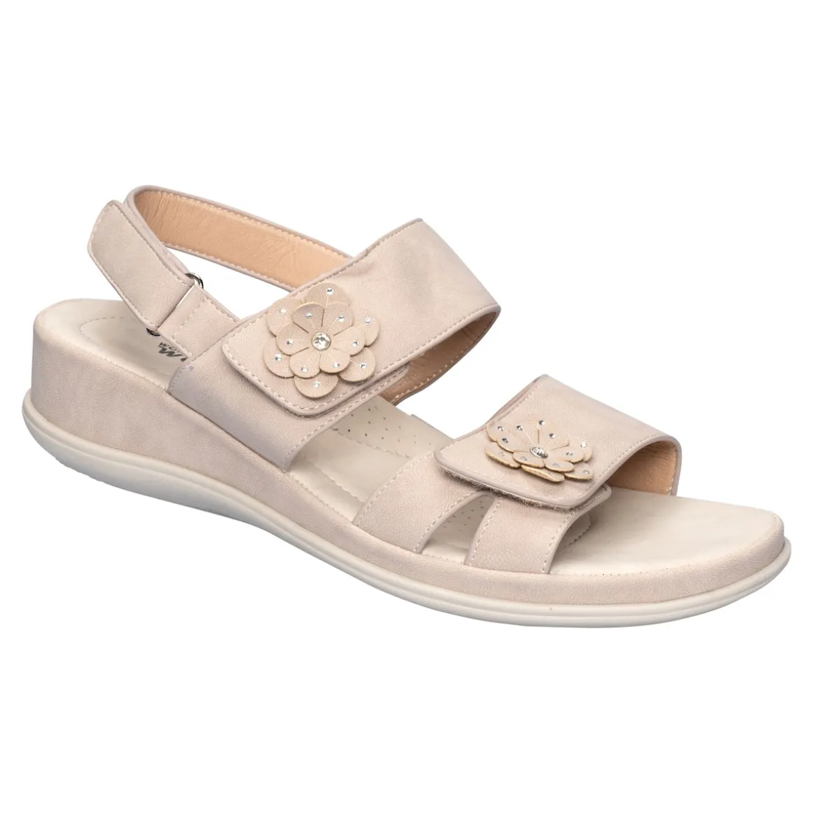 Bequem-Klettsandale „Daniela“ beige