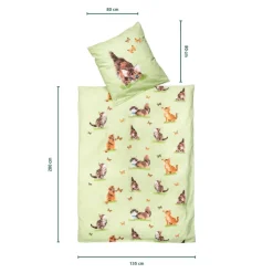 Bettwäsche Baumwolle "Kätzchen", 2-teilig, 135x200 cm grün
