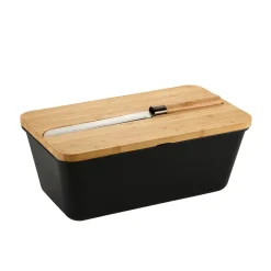 Brotbox mit Bambus-Schneidebrett und Messer