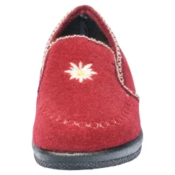 Damen Hausschuh Alpenblume dunkelrot