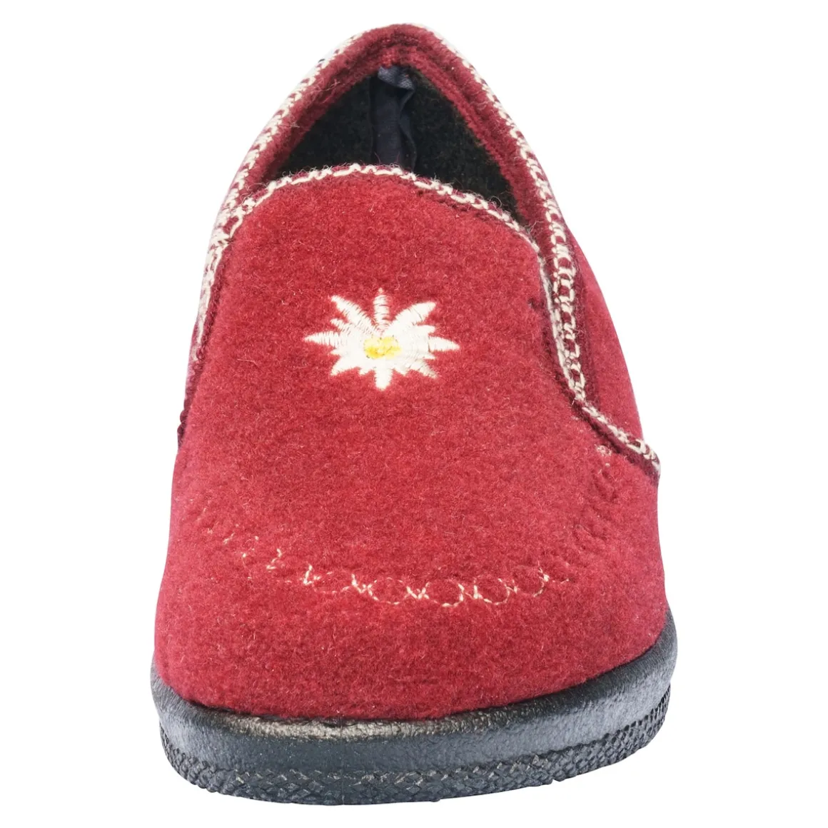 Damen Hausschuh Alpenblume dunkelrot