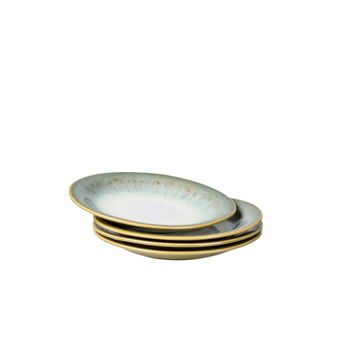 Desserteller-Set, Steinzeug Flussufer blau, grün, weiß