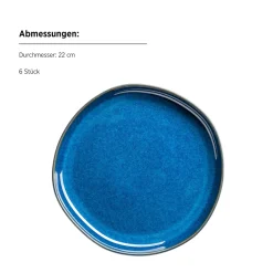 Dessertteller Set, Steinzeug Cordelia Königsblau