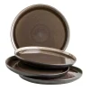 Dessertteller-Set, Steinzeug Niara Schwarz / Grau