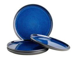 Dessertteller-Set, Steinzeug Niara Schwarz / Grau