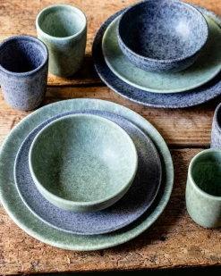 Dessertteller-Set, Steinzeug Moos'N'Stein Grün