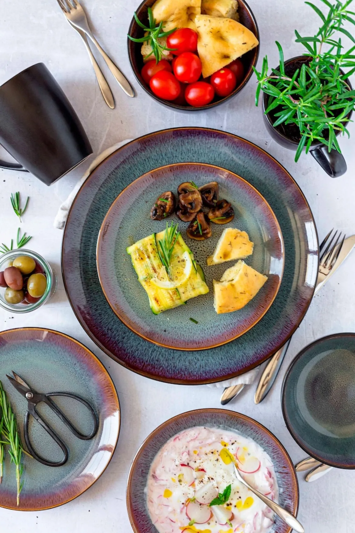 Dessertteller-Set, Steinzeug Teona 4 x Dessertteller