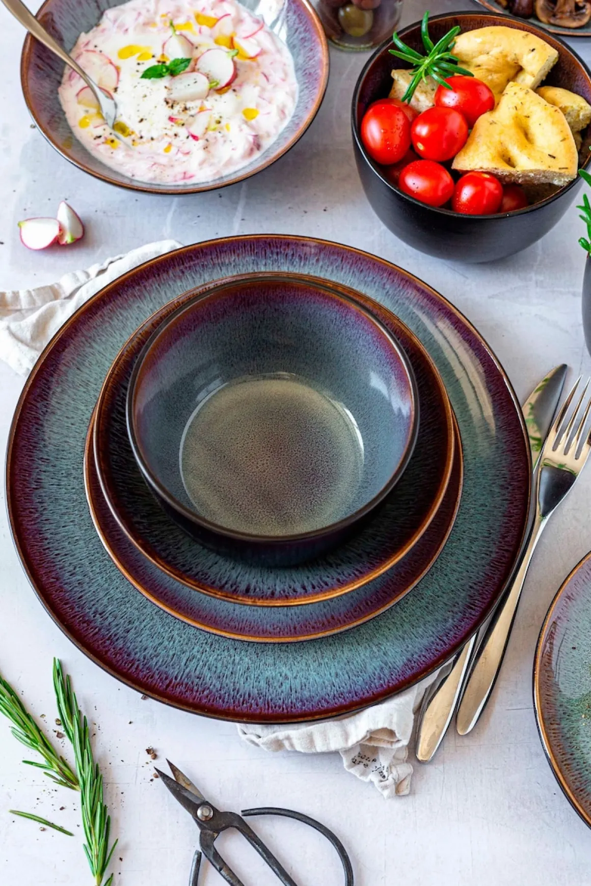 Dessertteller-Set, Steinzeug Teona 4 x Dessertteller