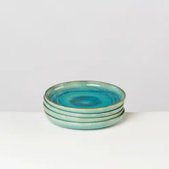 Dessertteller-Set, Steinzeug TIEFER SEE Blau / Grün