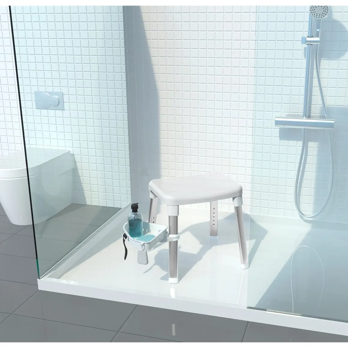 Duschhocker mit Ablage