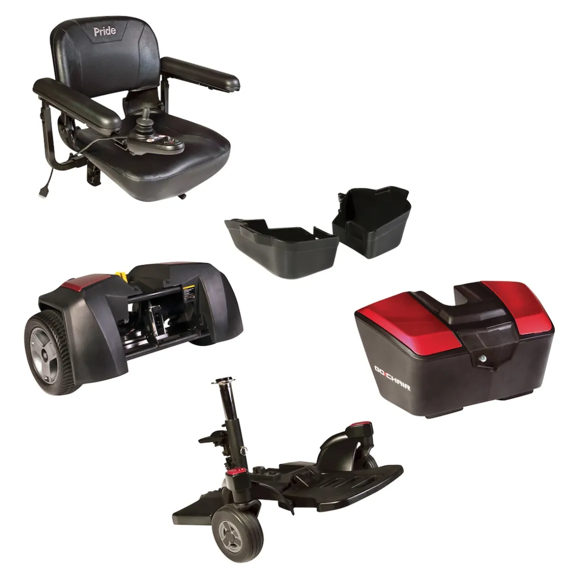 Elektrorollstuhl M35+ mit Staufächern, 6 km/h rot