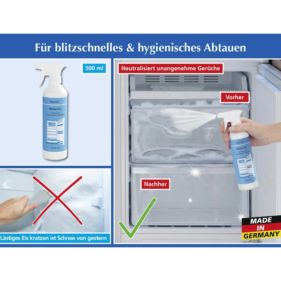 Enteisungsspray "Abtaufix" für Kühl- und Gefrierschrank, 500 ml