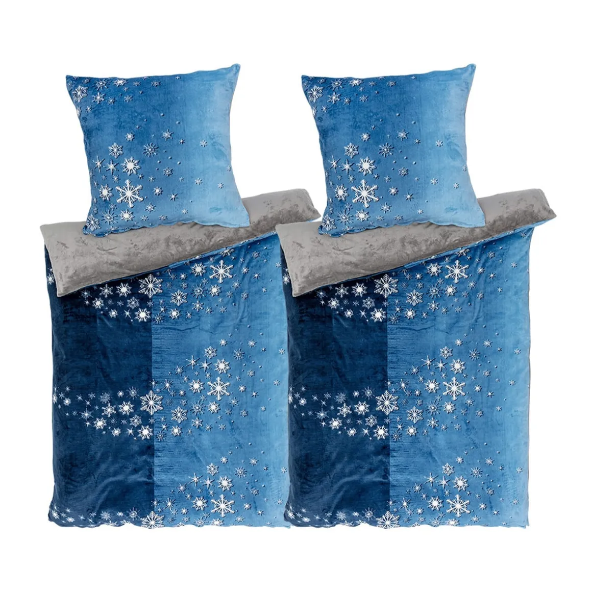 2er Sparset Kuschel-Bettwäsche "Cashmere like“, 4-teilig,135x200 cm