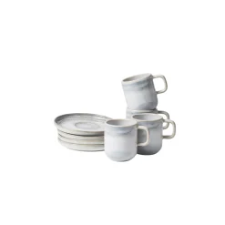 Espressotassen-Set, Steinzeug TIEFER SEE Grau / Weiß