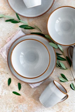 Frühstücksset, Steinzeug Smoky's Weiß