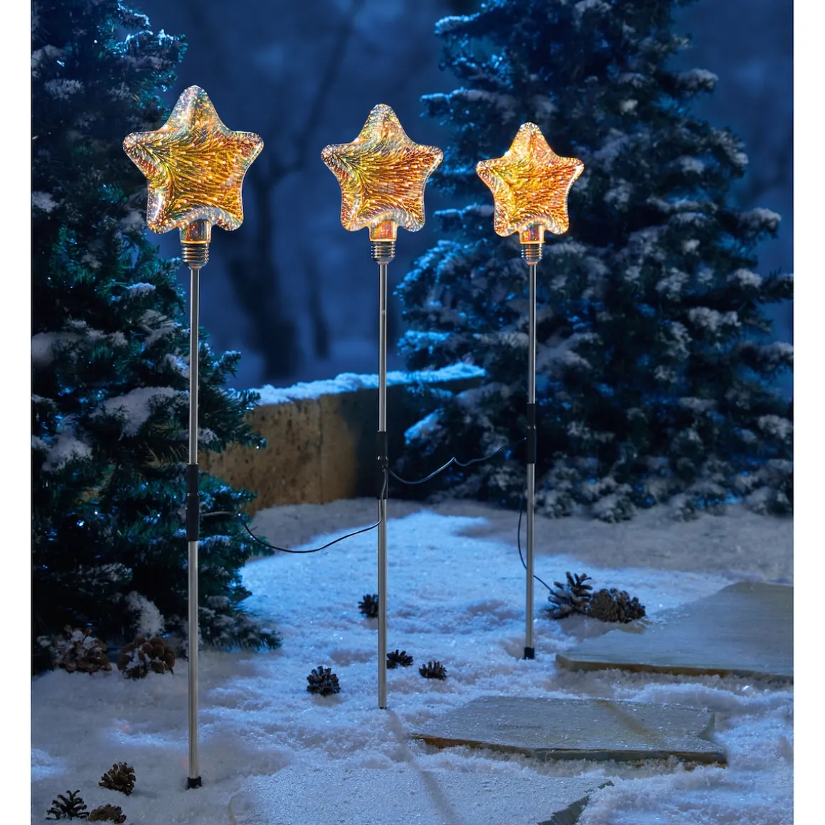 Gartenstecker "Glitzer-Sternentraum", 3 Stück