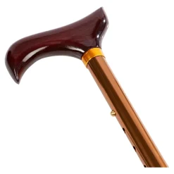 Gehstock mit Derbygriff, faltbar, höhenverstellbar bronze
