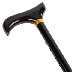 Gehstock mit Derbygriff, faltbar, höhenverstellbar schwarz