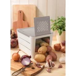 Gemüsebox mit Klappöffnung grau