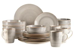 Geschirr Set, Steinzeug Valmera Hellgrau
