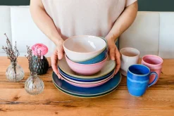 Geschirr-Set, Keramik Ossia Sand, Hellblau