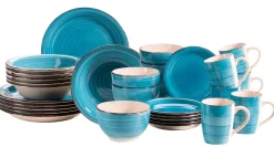 Geschirr-Set, Steingut Lumaca Dunkelblau