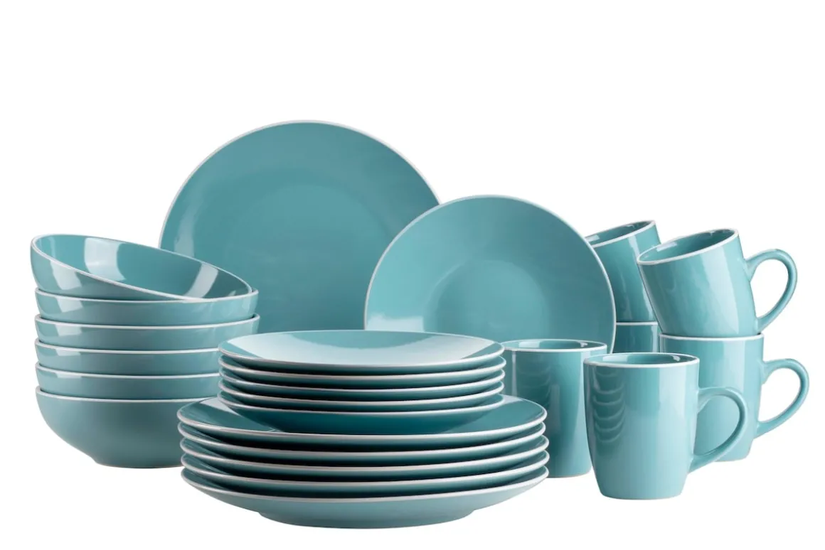 Geschirr-Set, Steinzeug Elissa Türkis