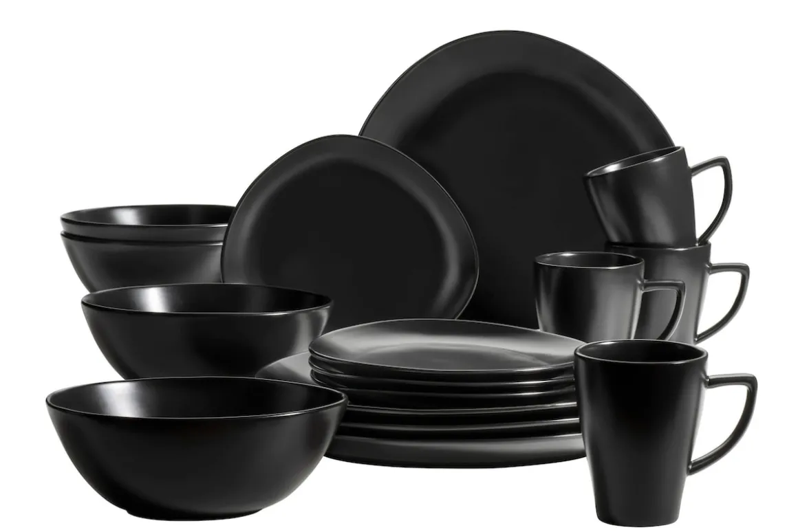 Geschirr-Set, Steinzeug Glendale 4 x Speisteller, 4 x Dessertteller, 4 x Kaffeebecher, 4 x Müslischale