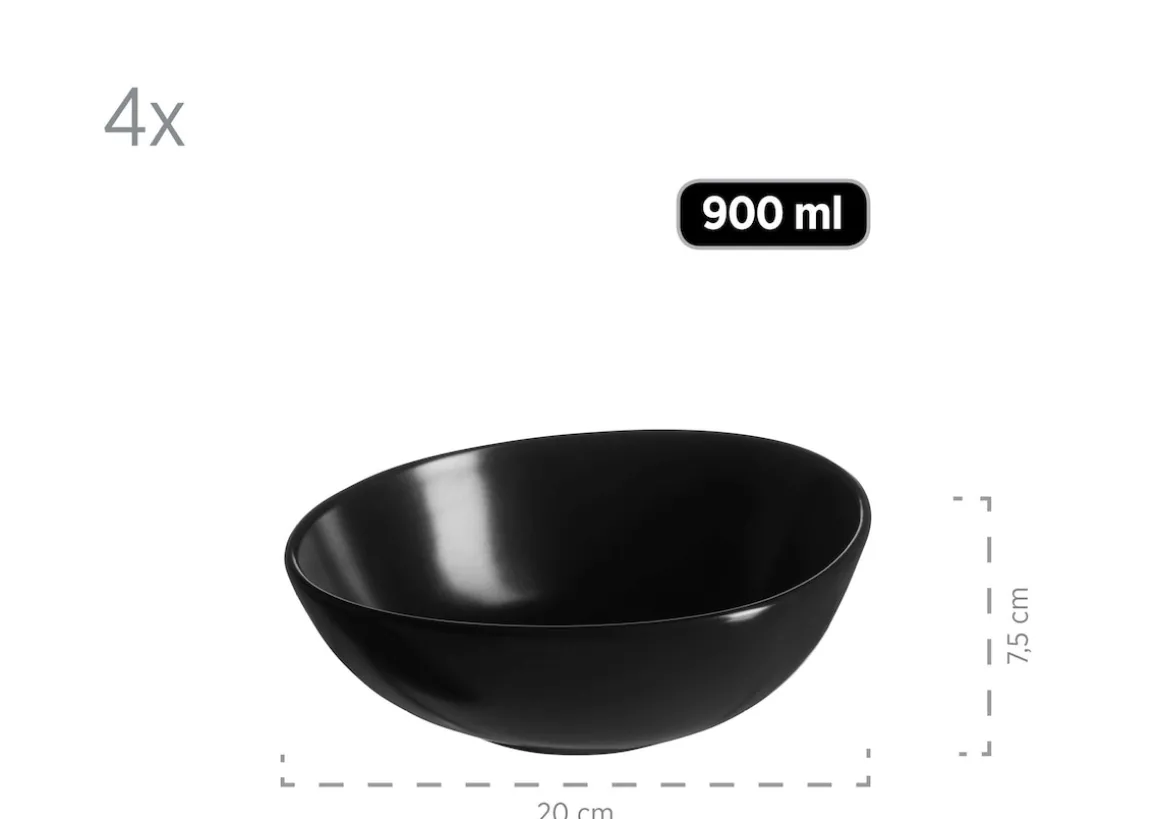 Geschirr-Set, Steinzeug Glendale 4 x Speisteller, 4 x Dessertteller, 4 x Kaffeebecher, 4 x Müslischale