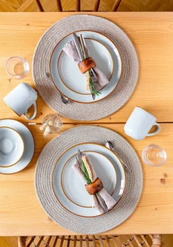 Geschirrset, Steinzeug Mabella 4 x Speisteller, 4 x Suppenteller, 4 x Dessertteller, 4 x Müslischüssel, 4 x Kaffeebecher