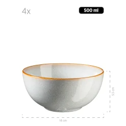 Geschirrset, Steinzeug Mabella 4 x Speisteller, 4 x Suppenteller, 4 x Dessertteller, 4 x Müslischüssel, 4 x Kaffeebecher