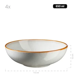 Geschirrset, Steinzeug Mabella 4 x Speisteller, 4 x Suppenteller, 4 x Dessertteller, 4 x Müslischüssel, 4 x Kaffeebecher