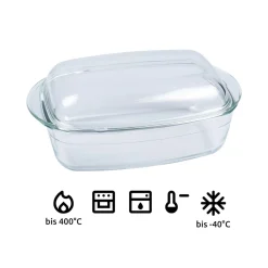 Glas-Back- und -Auflaufform „2 in 1“ mit Deckel