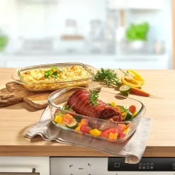 Glas-Back- und -Auflaufform „2 in 1“ mit Deckel