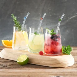 Glas-Strohhalme „Herzen“, 6 Stück