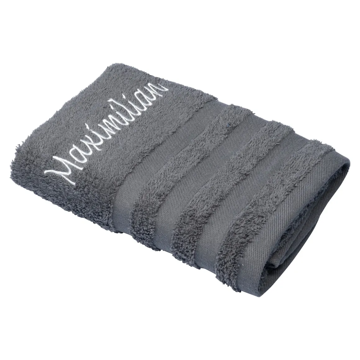 Handtuch personalisiert mit Namen, 50x100 cm, 100% Baumwolle anthrazit