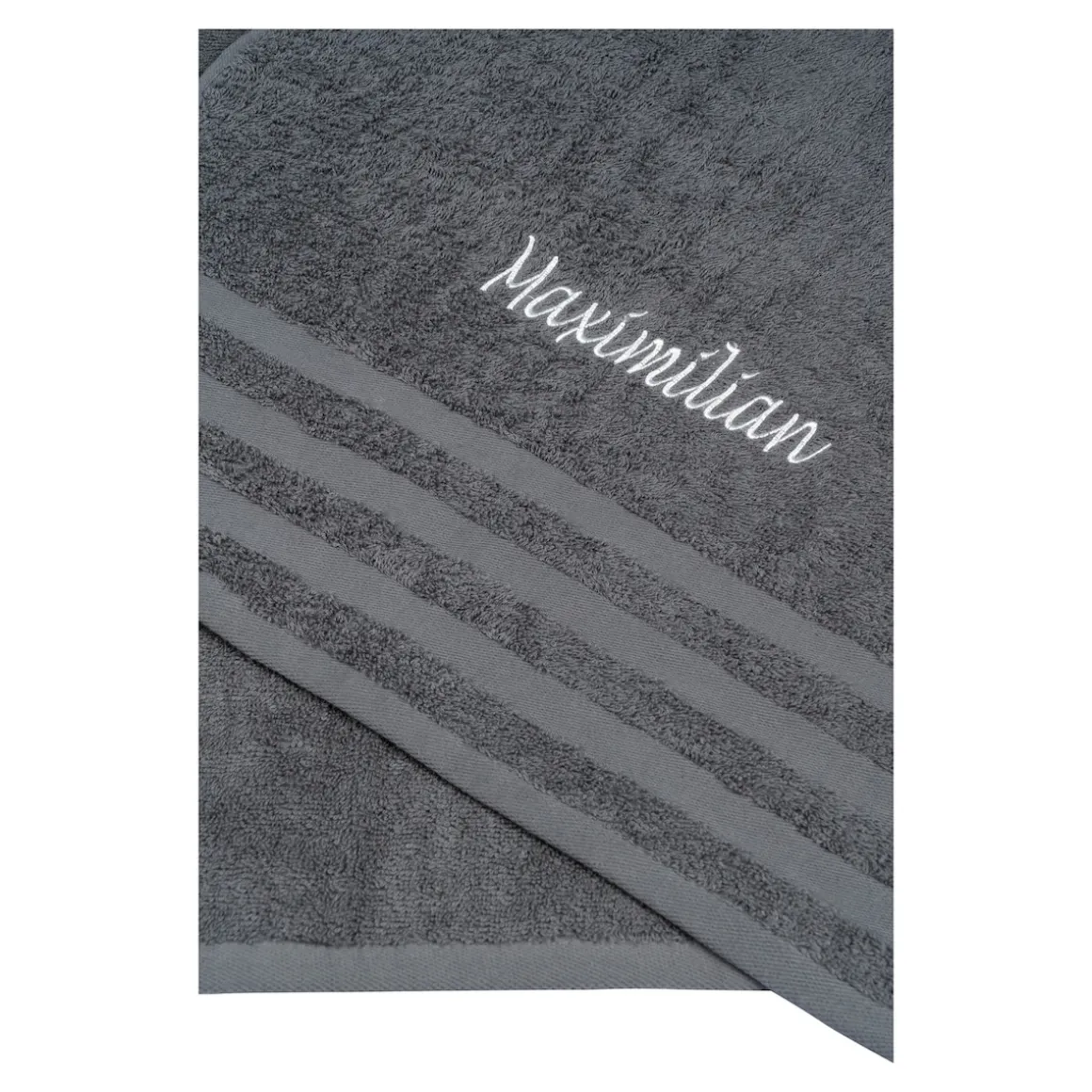 Handtuch personalisiert mit Namen, 50x100 cm, 100% Baumwolle anthrazit