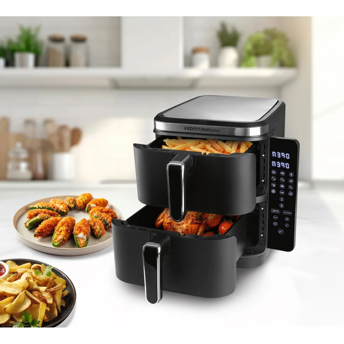 Heißluftfritteuse „Doppeldecker“