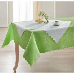 Jacquard-Tischdecken-Set "Jasmin", Tischdecke 160x130 cm + Mitteldecke 80x80 cm grün