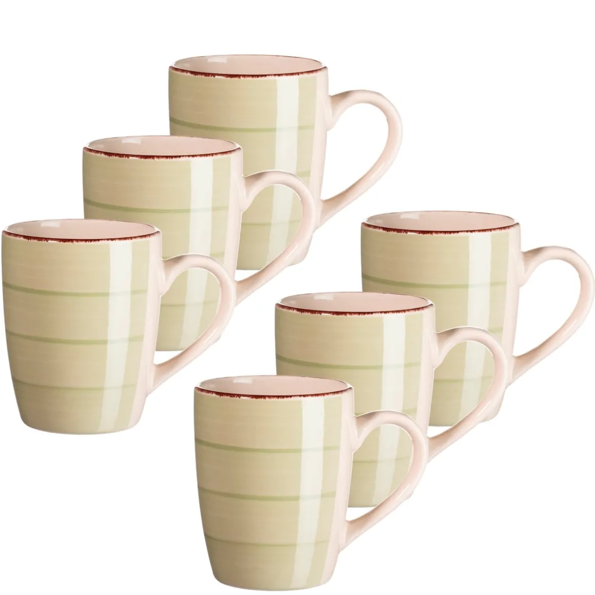 Kaffeebecher-Set, Steingut LUMACA Olivgrün