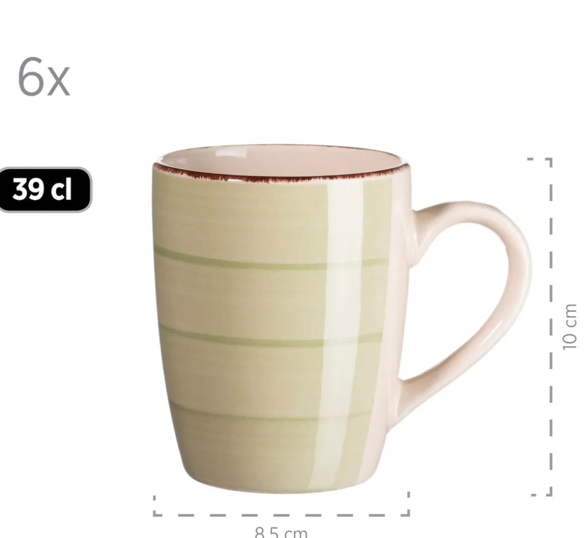 Kaffeebecher-Set, Steingut LUMACA Olivgrün