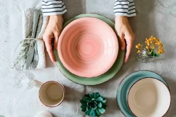 Kaffeebecher-Set, Steingut LUMACA Olivgrün