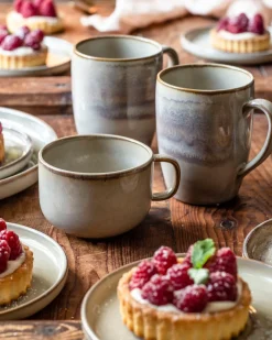 Kaffeeobertassen-Set, Steinzeug Nebelwald