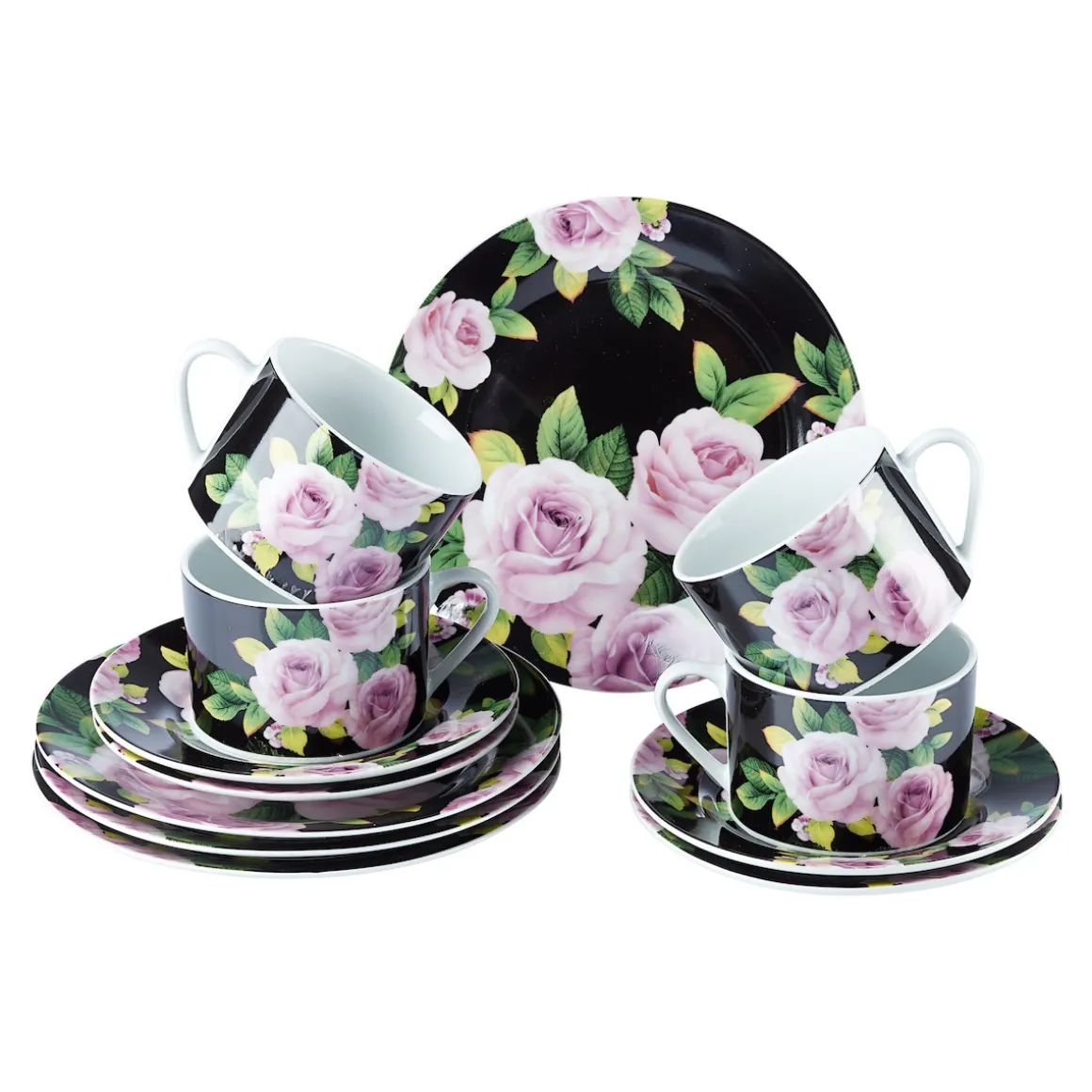 Kaffee-Service "Black-Rose", 12-teilig