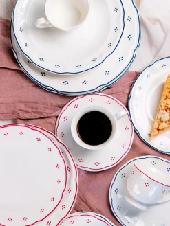 Kaffeeservice, Porzellan Lova Weiß / Rot