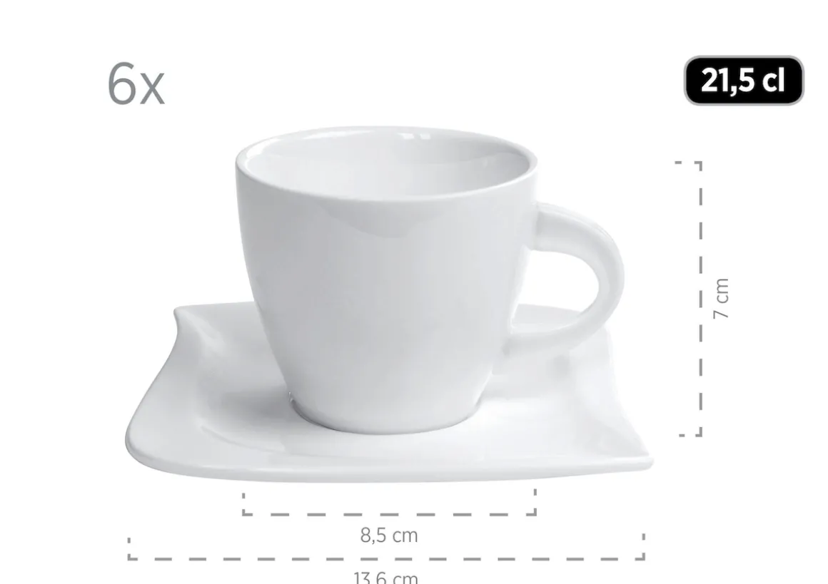 Kaffeeservice, Porzellan LA MUSICA 6 x Dessertteller, 6 x Kaffeetasse, 6 x Kaffeeuntertasse